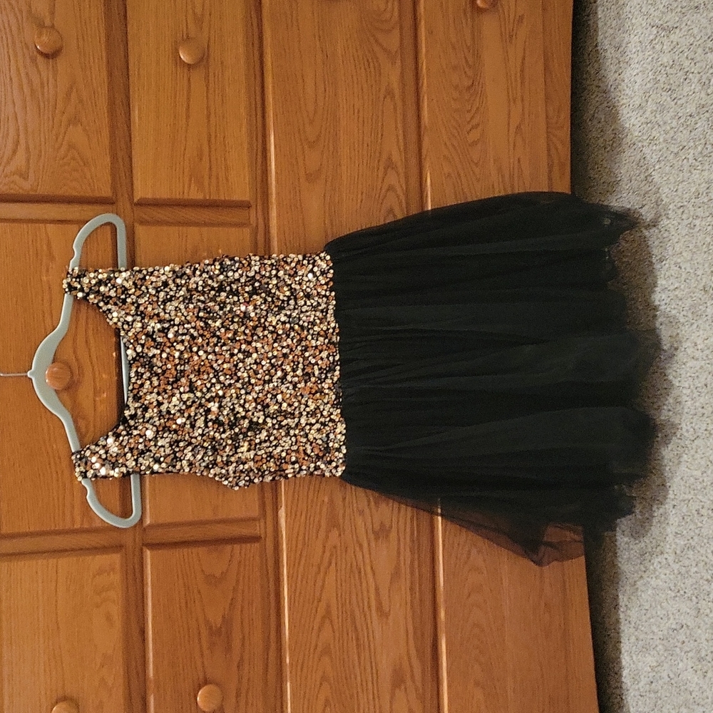 Gold sequin top dress